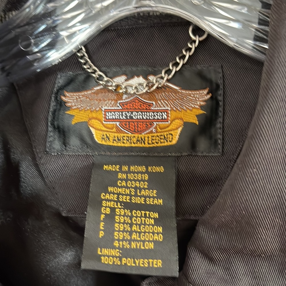 Harley Davidson Black Jacket Snap Front Large - image 3